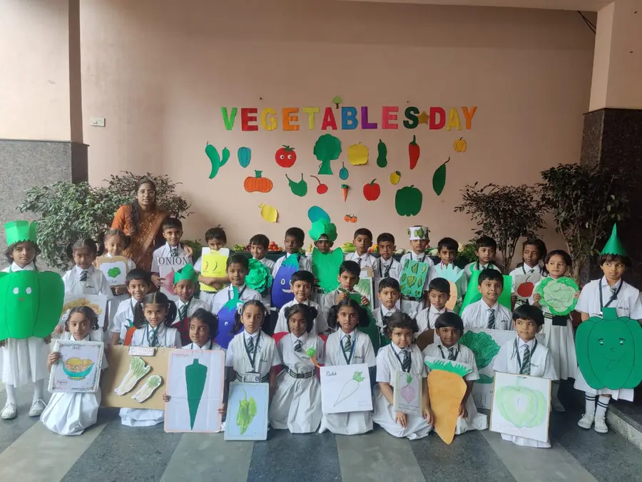 Young students at a Vegetable Day activity